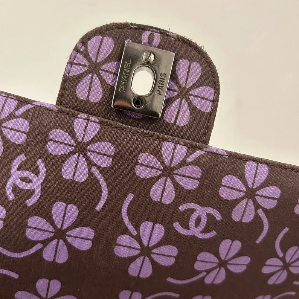 CHANEL Brown and Purple Floral CC Turnlock Crossbody Bag